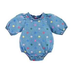 Mud Pie denim dot baby romper